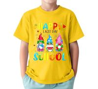 Xiaojiu Tout-Petit Tee-Shirt Graphique « Dernier Jour D'École » pour Tout-Petits Garçons Et Filles Vacance Scolaire Haut Décontracté Unisexe Design Amusant Et Tendance Idéale pour (Jaune, 2-3 Ans)