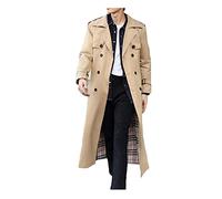 XIAOJU Trench Hommes Veste Longue Automne Business Riding Country Vêtements Manteau Double boutonnage Grande Taille Manches Longues au-dessus du Genou Vêtements d'extérieur,Khaki-M, beige, L