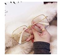 Xiaoki Lunettes de Lecture Anti-Bleu, Lunettes carrées de Grande Taille pour Femmes Hommes, Lunettes d'ordinateur à Monture en métal (Couleur : Or Rose, Taille : +125)