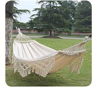 XIAOKUKU Adultes Jardin hamac tricoté pour 2 Personnes en macramé de Bohême avec Poutre d'équilibre Anti-roulis portatifs adaptés au Camping et à la randonnée intérieurs et extérieurs,C