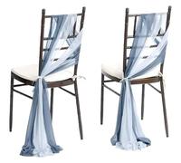 XIAOLZSL Lot de 10/50 Ceintures de Chaise en Mousseline Brillante 17 x 250 cm, Housses de Chaise de Mariage en Gaze, Ruban, décoration de Chaise d'allée de fête de Mariage(Grey Blue Set,10 pcs)