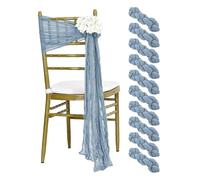 XIAOLZSL Lot de 30 nœuds de Chaise en Gaze Vert Sauge 30 x 275 cm for décoration de Mariage, Housse de Chaise for réception et fête(30PCS Grey Blue)