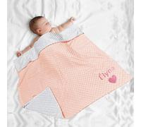 XIAOMA Couverture Bébé Personnalisée avec Prénom Brodé,Plaid Enfant Personnalisé,Cadeau Naissance Garçon Fille,Doudou Maternelle pour Sieste,Idéale pour Baptême de Bebe(Rose pâle)