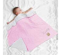 XIAOMA Couverture Bébé Personnalisée avec Prénom Brodé,Plaid Enfant Personnalisé,Cadeau Naissance Garçon Fille,Doudou Maternelle pour Sieste,Idéale pour Baptême de Bebe(Couleur Rose)