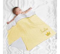 XIAOMA Couverture Bébé Personnalisée avec Prénom Brodé,Plaid Enfant Personnalisé,Cadeau Naissance Garçon Fille,Doudou Maternelle pour Sieste,Idéale pour Baptême de Bebe(Jaune)