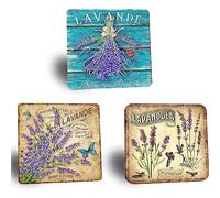 XIAOMA Lot de 3 Plaque Metal Vintage pour Décoration Murale de Jardin,Fleurs Lavande de Provence,Idée de Cadeau pour Maison Cuisine Ferme Magasin 30,5 X 30,5cm-Style C