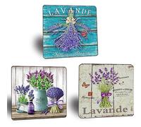 XIAOMA Lot de 3 Plaque Metal Vintage pour Décoration Murale de Jardin,Fleurs Lavande de Provence,Idée de Cadeau pour Maison Cuisine Ferme Magasin 30,5 X 30,5cm-Style A