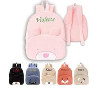 XIAOMA Sac Personnalisable Enfant,Sac a Dos Garçon Fille avec Nom Brodé,Sac à Dos BéBé avec Prenom,Velours Côtelé Large Bandoulière Cartable pour Ecole,Maternelle,Crèche(Pink)