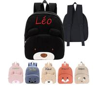 XIAOMA Sac Personnalisable Enfant,Sac a Dos Garçon Fille avec Nom Brodé,Sac à Dos BéBé avec Prenom,Velours Côtelé Large Bandoulière Cartable pour Ecole,Maternelle,Crèche(Black)