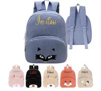 XIAOMA Sac Personnalisable Enfant,Sac a Dos Garçon Fille avec Nom Brodé,Sac à Dos BéBé avec Prenom,Velours Côtelé Large Bandoulière Cartable pour Ecole,Maternelle,Crèche(Blue)