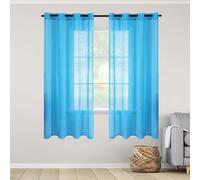 XIAOMEI Rideau Voilage Fenetre 225 x 155 cm Rideau à Oeillets Transparent en Effet à Oeillets Lumière Filtrer Souple pour Fenetre Chambre Adulte Salon, Bleu Ciel