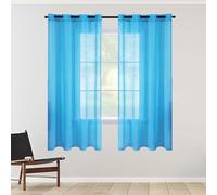 XIAOMEI Rideau Voilage Fenetre 240 x 240 cm Anti UV Rideaux Voilage Transparent à Oeillets Transparent Élégants Décoration de Maison Chambre Salon Fenêtre, Bleu Ciel