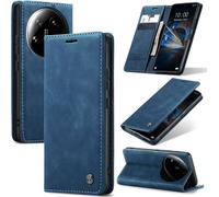 Xiaomi 14 Ultra 5g Premium Leather Flip Case Cover With Card Slot And Stand Function For Xiaomi 14 Ultra 5g Blue