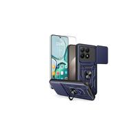 Xiaomi 15T Case Pars Camera Sliding TPU Ring Case and Screen Protector Navy blue