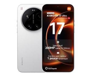 XIAOMI 17 Ultra, Smartphone 16+512 GB, Téléobjectif Leica 200MP 75-100mm, Capteur LOFIC HDR, HyperAI, Optique Leica APO, Blanc, Garantie prolongée d'1 an, Chargeur Non fourni