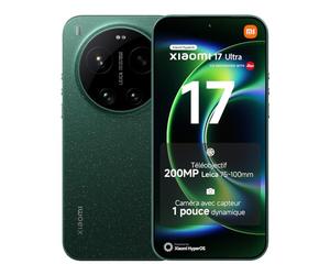 XIAOMI 17 Ultra, Smartphone 16+512 GB, Téléobjectif Leica 200MP 75-100mm, Capteur LOFIC HDR, HyperAI, Optique Leica APO, Vert, Garantie prolongée d'1 an, Chargeur Non fourni