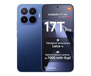 XIAOMI 17T Pro, Smartphone 12+1024 Go, écran Eye-Care 6,83" 144Hz, Batterie 7000mAh, Téléobjectif Leica x5, HyperCharge 100W, Bleu, 1 an de Garantie supplémentaire