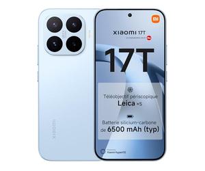 XIAOMI 17T Smartphone 12+256 Go Téléobjectif Leica x5 - Bleu | Écran 6,59 pouces 120Hz, batterie 6500mAh, 5G, MediaTek Dimensity 9500, HyperCharge 67W, 1 an de garantie supplémentaire