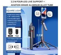 Xiaomi-Bâton de selfie Bluetooth pour téléphone portable,2.2m,arc-en-ciel,quadpode,déterminer,télescopique,aluminium - Type P325-F2