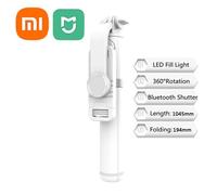 Xiaomi-Bâton de selfie sans fil, Bluetooth, lumière de remplissage LED, trépied arc-en-ciel, obturateur à distance, Android, téléphone portable IOS, 1045mm-Blanc