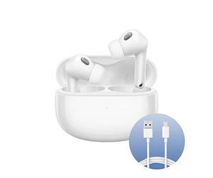 Xiaomi Buds 3T Pro (Gloss White) avec câble USB-C 1 m, Connexion Bluetooth 5.2, Annulation du Bruit jusqu'à 40 DB, Recharge sans Fil, résistante à la poussière et à l'eau, Version Italienne
