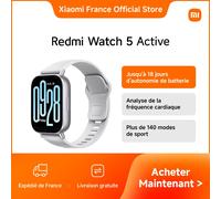 Xiaomi France | REDMI Watch 5 Active, Jusqu'à 18 jours d'autonomie de batterie，Analyse de la fréquence cardiaque，Plus de 140 modes de sport Argent