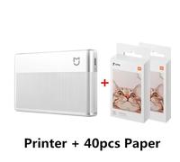 Xiaomi Mijia imprimante Photo de poche 1S impression Photo plusieurs couleurs poche Portable léger Portable impression partagée - Type Add 40pcs Papper