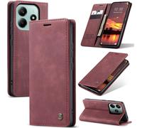 Xiaomi Note 14 5g Case, Premium Leather Flip Case Cover With Card Slot And Stand Function - Burgundy