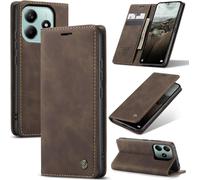 Xiaomi Note 14 5g Case, Premium Leather Flip Case Cover With Card Slot And Stand Function For Xiaomi Note 14 5g - Coffee