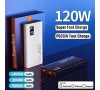 Xiaomi Original 120W Powerbank 50000mAh Batterie De Rechange Externe Portable Chargeur Charge Rapide Pour iPhone Samsung Affichage Numérique Power Bank 120W-White
