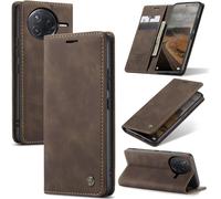 Xiaomi Poco F7 Pro 5g Case, Premium Leather Flip Case Cover With Card Slot And Stand Function - Coffee