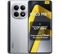 XIAOMI POCO M8 5G Smartphone, 8+ 256 Go,Argenté, Téléphone, IP66, Résistance à la poussière et à l'eau, Batterie Massive de 5520 mAh, 6.77", 120Hz, 45W, avec Chargeur, sans NFC