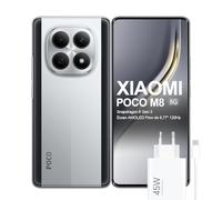Xiaomi POCO M8 5G Smartphone, Snapdragon 6 Gen 3, 6,77" Écran Flow AMOLED 120Hz, 5520mAh Batterie+45W Charge Turbo, 50MP Caméra Double IA, IP65+Résistance aux Chutes 1,7m (M8 Argent, 256, GB, 8, Go)