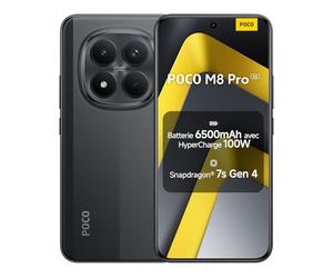 Xiaomi POCO M8 Pro, Smartphone 8+256 Go, Écran AMOLED CrystalRes 1,5K de 6,83", Snapdragon® 7s Gen 4, 50 Mpx Light Fusion 800 avec stabilisateur, Noir, Garantie 2 Ans, Chargeur Non Inclus