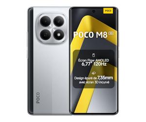 Xiaomi POCO M8, Smartphone 8+256 Go, Écran AMOLED FIow 120Hz de 6,77", Snapdragon® 6 Gen 3, Double caméra AI 50 Mpx, Design élégant incurvé en 3D, Argent, Garantie 2 Ans, Chargeur Non Inclus