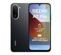 XIAOMI REDMI A7 Pro, Smartphone 4+64Go, Écran immersif de 6,9", Batterie 6000mAh, Processeur Octa-Core, Double Appareil Photo IA 13Mpx, Noir, 1 an de Garantie supplémentaire, Chargeur Non Inclus