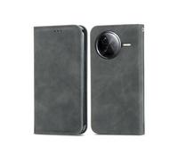 Xiaomi Redmi K80 Etui Pour Pro Portefeuille Etui En Cuir Simple Entreprise Couverture Rabotant Antichoc Gris