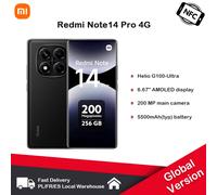 Xiaomi Redmi Note 14 Pro 4G Version Globale NDavid Avec Chargeur Smartphone 45W 200MP MediaTek Helio G100-Ultra 120Hz 5500mAh Caméra Midnight Black