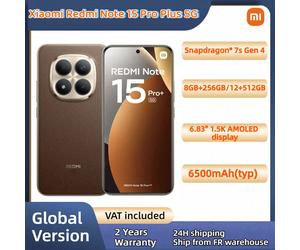 Xiaomi Redmi Note 15 Pro Plus 5G Version Globale Snapdragon ® 7s Gen 4 NFC 6,83 pouces 1,5K AMOLED 200MP caméra principale 6500mAh 100W fast charging 120Hz Redmi Note 15 Pro Plus 5G Mocha Brown