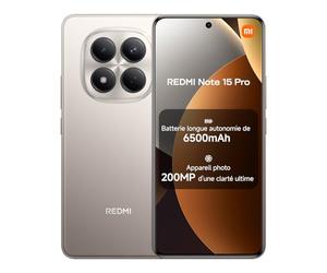 Xiaomi REDMI Note 15 Pro, Smartphone 8+256Go, Batterie Longue autonomie 6500mAh, Appareil Photo 200 Mpx, Résistance à l'eau IP65, Écran AMOLED FHD+ 6,77", Gris Titane, Garantie 2 Ans