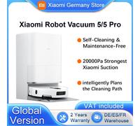 Xiaomi Robot Aspirateur 5/5 pro Version mondiale commande vocale intelligente 20000Pa l'aspiration Xiaomi la plus forte applère le chemin de nettoyage Raise et abaisser les LDS et nettoyer les espaces