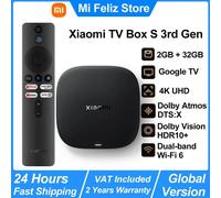 Xiaomi-Smart TV Box S 3rd Gen, Android TV Box, 4K, UHD, WiFi 6, 32 Go, Dean, Dolby Vision HDR10 +, Google Assistant, BTstimulations, Nouveau-Ue Plug