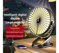 Xiaomi ventilateur à clipser 8000mAh, 5 vitesses silencieux, rechargeable, portable bureau/camping, circulateur d¿air sans fil avec lumière LED ¿ Noir