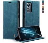 Xiaomi Xiaomi 12/12X Case, Premium Pu Leather Shockproof Cover Card Slots Wallet Pouch With Stand Function Flip Case For Xiaomi 12/12X - Blue Green