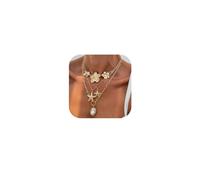 XIAOMOJEW Collier ras du cou avec pendentif floral doré pour femme - Chaîne de perles - Bijoux de fête, one, Acier allié, Pas de gemme