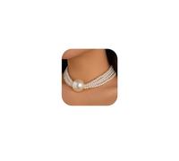 XIAOMOJEW Collier ras du cou en perles pour femme - Collier plastron épais avec perles superposées, one, Acier allié, Pas de gemme