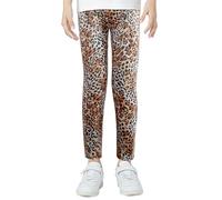 XiaoMoSha 1 legging pour filles, extensible, mince, respirant, doux, collants de gymnastique avec différents motifs mignons, pour enfants de 3 à 11 ans, Imprimé léopard, 7-8 ans