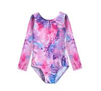XiaoMoSha Enfant Fille Justaucorps Gymnastique Couleur Dégradé Justaucorps Sans Manches/Manches Longues Leotard Danse Ballet Gym Tenue, Papillon, 5-6 Ans