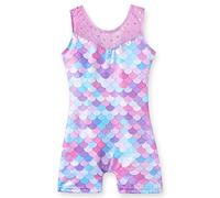 XiaoMoSha Fille Justaucorps Gymnastique Couleur Dégradée Tenue de Danse Sans Manches Enfants Ballet Bodysuit Costume Danse, Violet sirène, 5-6 Ans