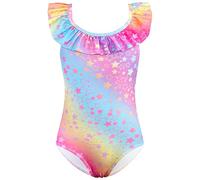 XiaoMoSha Maillot de bain une pièce pour fille avec bretelles réglables - Respirant - Séchage rapide - Pour enfants de 3 à 10 ans, Hot Stars, 5-6 ans